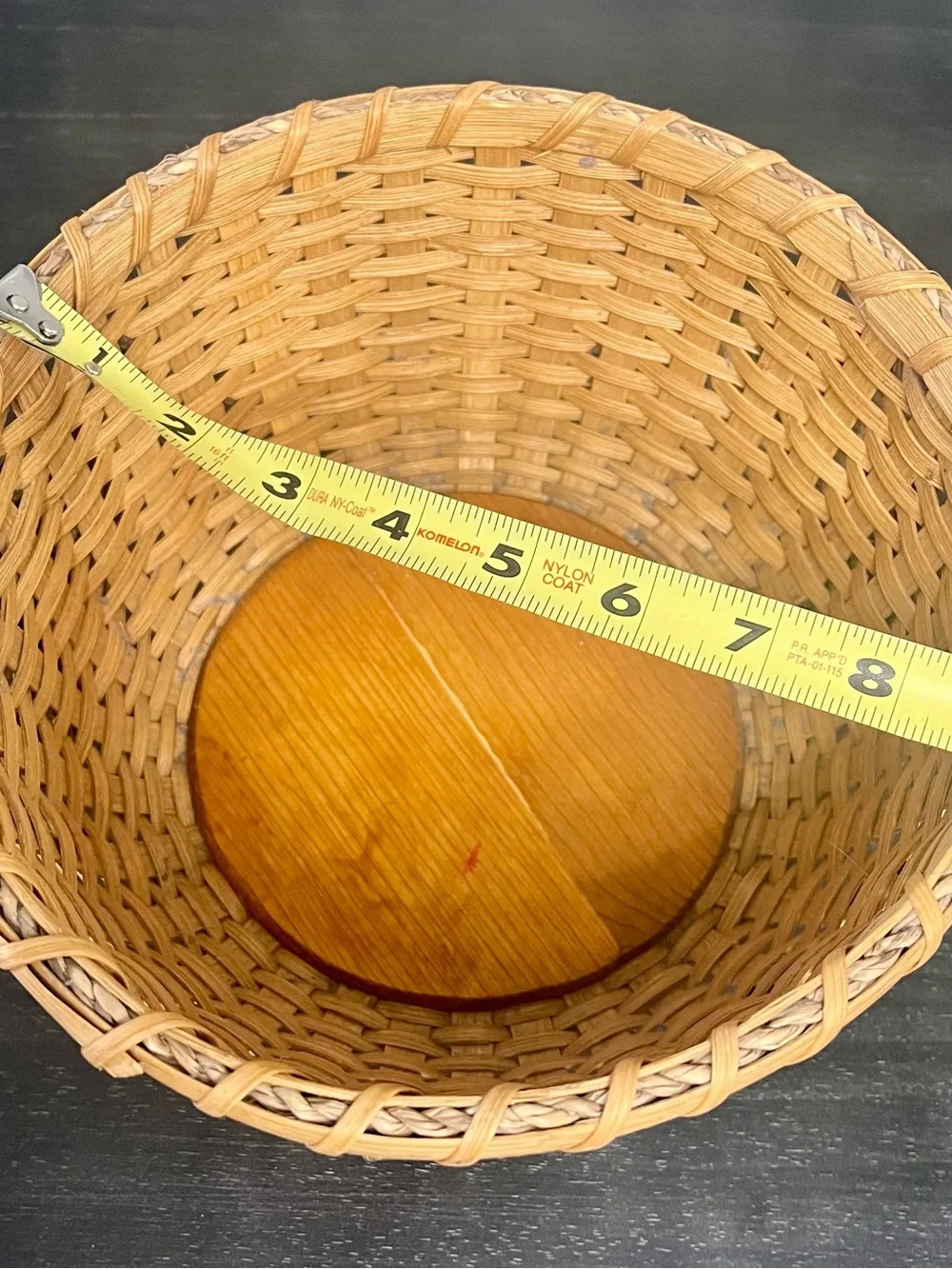 Signed Handmade Nantucket Lightship Style Basket Bowl 9” Tapestry Chevron Weave